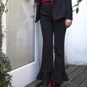 Laveer Ruffle Annie Trouser Black + Red Detail NWT